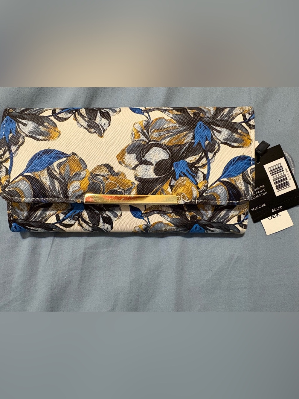 Kim Roger’s Floral Fold-Over Clutch in Blue, Yellow & Black